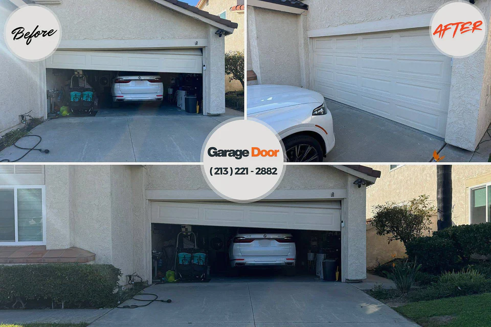 Before and after: garage door repair Ovilla, TX